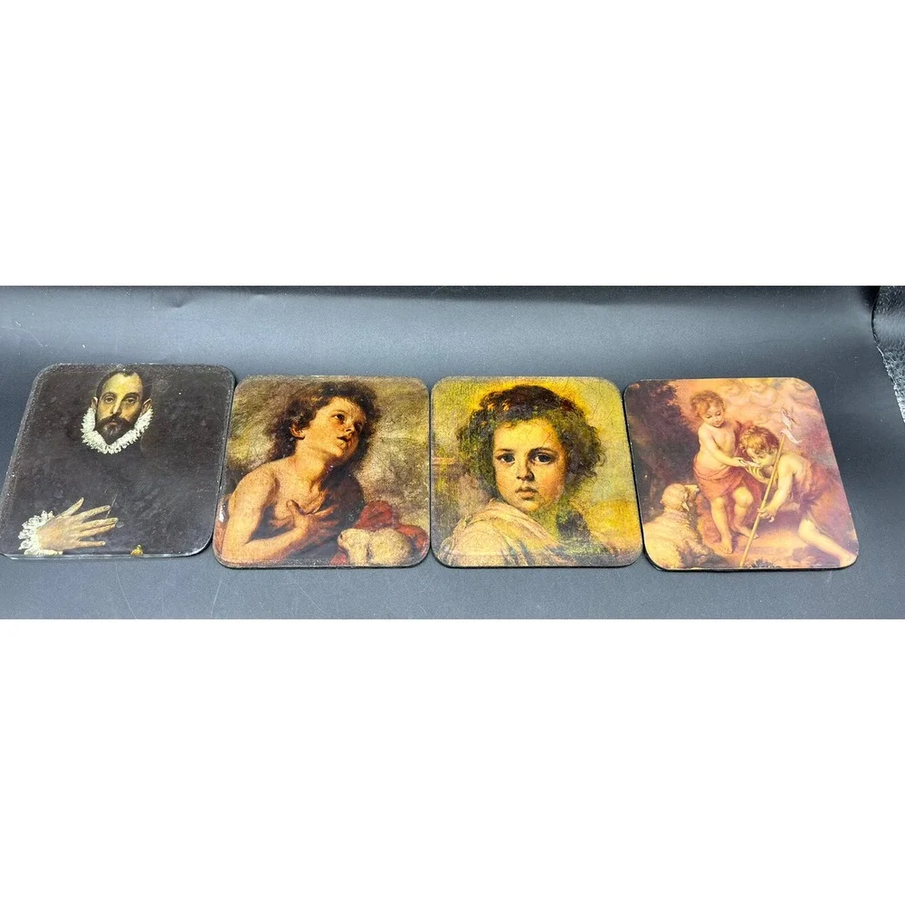 Vintage Set of 17 Coasters w Murillo, El Greco, Goya, Pick Paintings